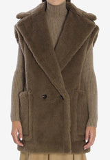 Max Mara Double-Breasted Teddy Vest  Brown 2521276253600-10501-004