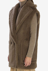 Max Mara Double-Breasted Teddy Vest  Brown 2521276253600-10501-004