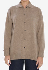 Max Mara Bull Cashmere Buttoned Cardigan Taupe 2521346012600-12116-002