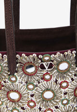 Valentino Mini Nellcote Suede Tote Bag Brown 7W2B0R89-TAA-RCB