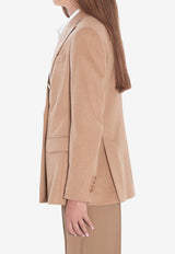 Max Mara Pesche Double-Breasted Blazer Camel 2521046211600-10362-001