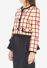 Valentino VLogo Check Cropped Jacket Multicolor 7B3CE4K0-9JN-BRS