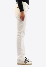 7 For All Mankind Logo Patch Slim-Leg Jeans White 87493--