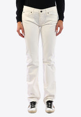 7 For All Mankind Logo Patch Slim-Leg Jeans White 87493--