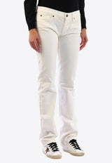 7 For All Mankind Logo Patch Slim-Leg Jeans White 87493--