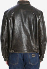 Dolce & Gabbana Aged-Effect Leather Jacket  Black G9BQIL-HULXK-N000