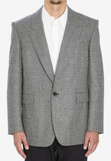 Saint Laurent Prince of Wales Wool Blazer  Gray 837196-Y5H54-1095