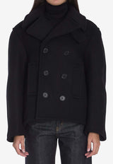 Saint Laurent Double-Breasted Wool Coat Black 810508-Y080W-1000