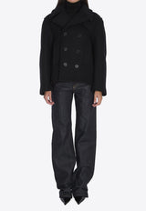Saint Laurent Double-Breasted Wool Coat Black 810508-Y080W-1000