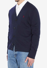 AMI PARIS Ami De Coeur Wool Cardigan Blue HKC361-001-414