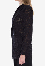 Saint Laurent Guipure Lace Double-Breasted Blazer Black 802140-Y9I52-1000