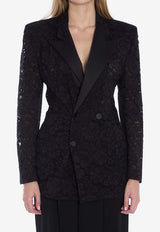 Saint Laurent Guipure Lace Double-Breasted Blazer Black 802140-Y9I52-1000