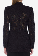Saint Laurent Guipure Lace Double-Breasted Blazer Black 802140-Y9I52-1000