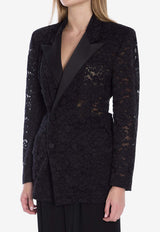 Saint Laurent Guipure Lace Double-Breasted Blazer Black 802140-Y9I52-1000