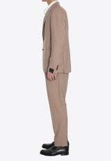 Tagliatore Single-Breasted Wool and Silk Suit Taupe A-DAKAR22K11-520060-T1154