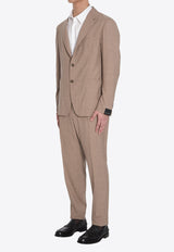 Tagliatore Single-Breasted Wool and Silk Suit Taupe A-DAKAR22K11-520060-T1154