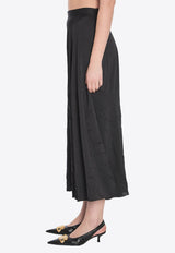 Balenciaga  Crinkled Satin Pleated Midi Skirt  Black 814144-TKN01-1000