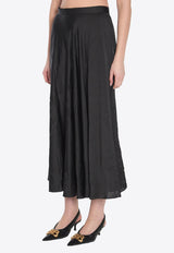Balenciaga  Crinkled Satin Pleated Midi Skirt  Black 814144-TKN01-1000