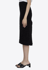 Balenciaga Tweed Midi Skirt  Black 793601-T3328-1000