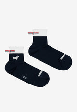 Thom Browne Hector Intarsia Knit Crew Socks Navy FAS240AY3011_415