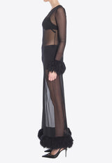 Marine Serre Mesh Jersey Long Dress  Black WDR276A-CJER0004-BK99
