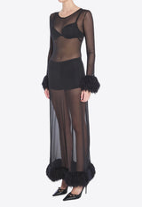 Marine Serre Mesh Jersey Long Dress  Black WDR276A-CJER0004-BK99