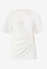 PINKO Mary Draped Crewneck T-shirt White 106455A35DZ05_White_44130375