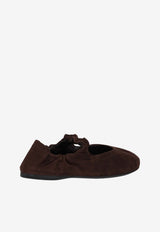 Miu Miu Ruched Suede Ballet Flats Dark Brown 5F340EFD005008_F0003