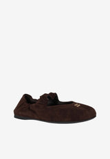 Miu Miu Ruched Suede Ballet Flats Dark Brown 5F340EFD005008_F0003
