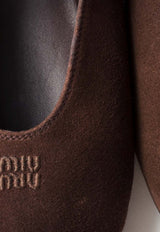 Miu Miu Suede Ballet Flats with Buckled-Strap Dark Brown 5F625EF005008_F0003