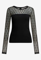 PINKO Love Birds Lace Jersey Top Black 106472A362Z99_Black_44130474