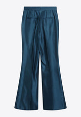 Fendi Duchess Satin Flared Pants Teal FR6648A9DG/R_FENDI-F0RP6
