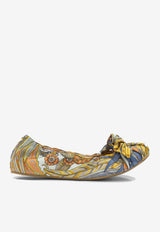 Ferragamo Fou Printed Satin Bow Ballet Flats Multicolor 0791461_31b4723c-367a-48e7-9b21-3a39cda7c7dd