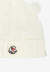 Moncler Kids Boys Teddy Bear Ears Wool Knit Beanie White 3B00005-M1131040_6308b175-a11e-4446-8fd1-e6e69747dda0