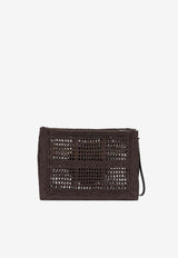 Tory Burch Ella Hand-Crocheted Zip Pouch Brown 183254200_6d2278b6-45a9-492b-a905-d3a96b815614