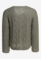 Our Legacy V-neck Maxi Braid Knit Sweater Gray M2263LTTIN_3de342f8-661f-407d-a152-8401bf8c9afb