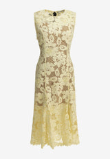 Self-Portrait Floral Lace Flared Midi Dress Yellow SS26-094M-YYELLOW_98ddf150-a680-4342-8d5d-c6a085a60849