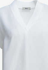 Herno V-neck Crepe Blouse White BL000046D128841000_a804eff6-4964-4f40-af1b-9ee38de9edb8