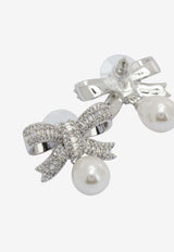 Self-Portrait Crystal Embellished Pearl Bow Earrings Silver SS26-616-SLSILVER_b51c0a5e-bf5b-428e-ae12-a9efcf315e2d