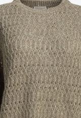 Brunello Cucinelli Sequined Knitted Sweater Beige MCO564700C9089_89c76f71-2354-4e08-a417-11e3e5756a02