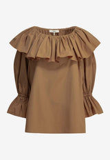 Chloé Ruffled Poplin Blouse Brown CH26UH10114426U_c17234af-ef9e-47a6-8187-14430f356b95