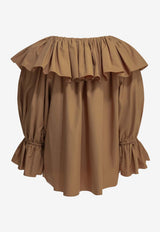 Chloé Ruffled Poplin Blouse Brown CH26UH10114426U_c17234af-ef9e-47a6-8187-14430f356b95