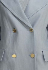 S Max Mara Avenue Double-Breasted Linen Blazer Light Blue 2619041033600AMMAVENUE005_959af188-1385-4bba-a9db-e9b42aac3647