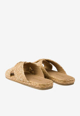 Prada Triangle Logo Raffia Slides Beige 1XX750F020027_F0018
