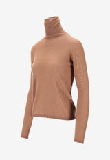 Max Mara Saluto High-Neck Knitted Sweater Brown 2521366162600SALUTO_002