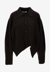 The Attico Asymmetric Wool Cashmere Cardigan Brown 260WCD00013KWS011AA_204