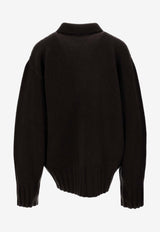 The Attico Asymmetric Wool Cashmere Cardigan Brown 260WCD00013KWS011AA_204