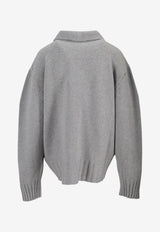 The Attico Collared Cardigan in Wool and Cashmere Gray 260WCD00013KWS012AA_607