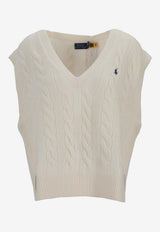 Ralph Lauren Cable-Knit Logo Vest Cream 211949994002