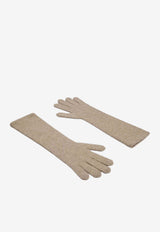 Max Mara Jock Ribbed Embroidered Gloves Beige 2524566012600MMJOCK_010
